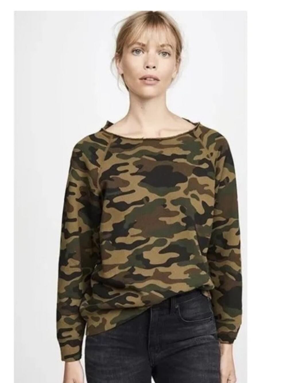 Nili Lotan Luka Sweatshirt green Camo distressed sz‎ XS NWT